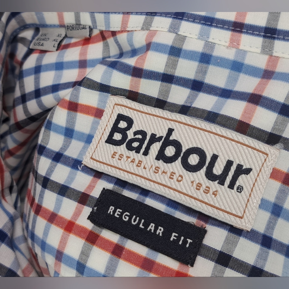 Barbour Men's Button Down Shirt Red Blue Check Bowburn Large - Picture 6 of 16